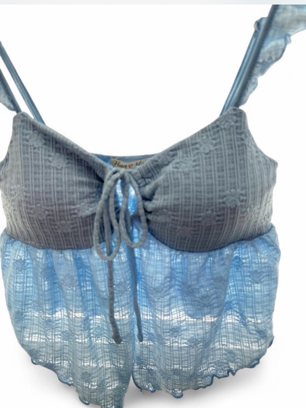 Heart Hips Light Blue Lace Camisole with Gray Trim